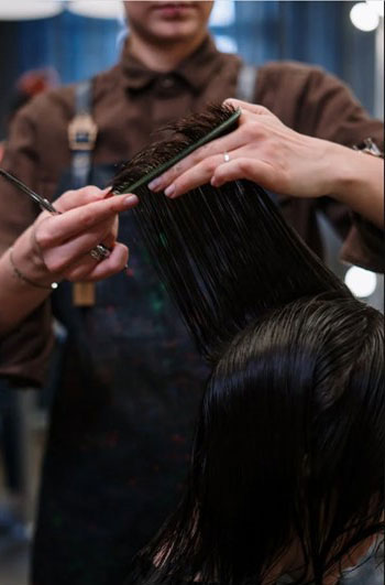 a woman being attended to at a women hair salon