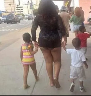an indecently dressed woman holding her indecently dressed baby-girl and son |  6 Important Things Women Must Know About Indecent Dressing 